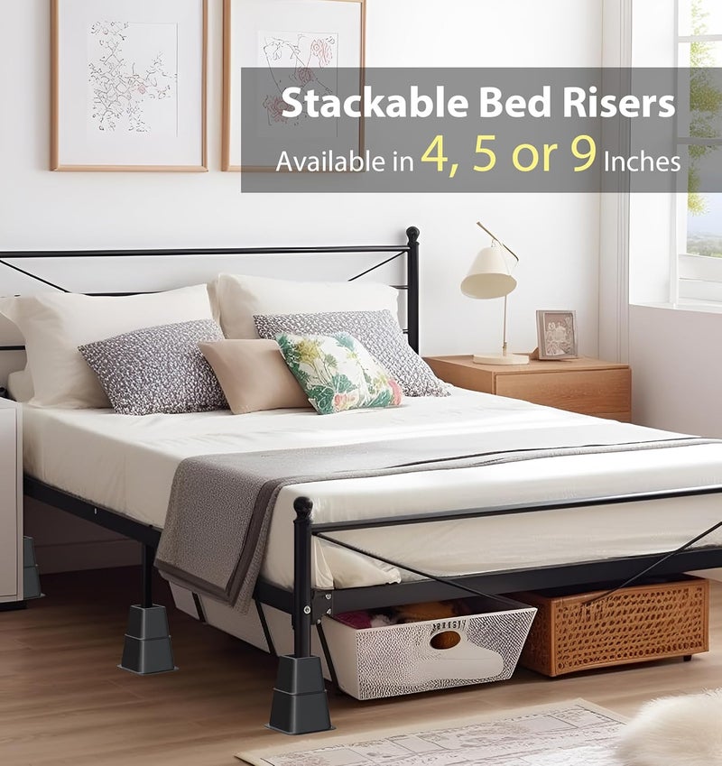 TomGear Bed Risers 9 Inch, Heavy Duty Bed Lifts in Heights of 4, 5 or 9 Inches, Stackable Risers for Sofa, Couch, Chair, Desk, Sofa, Table Legs Extenders (Set of 8, Black) - Image 2